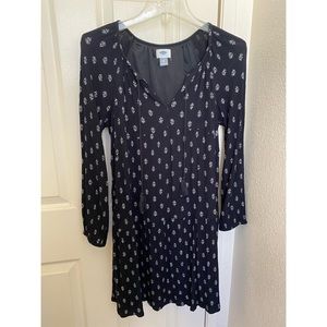 Old Navy Black Long Sleeve Tiered Dress